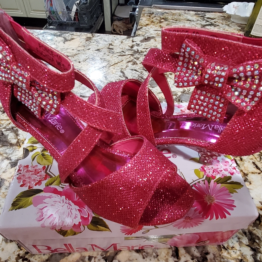 Girls heels fuchsia / pink / w rhinestones